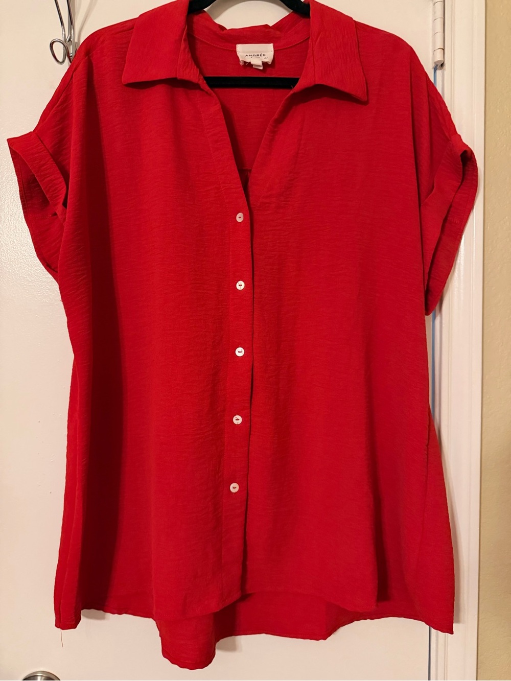 ANDREE BY UNIT Red Button-Down Short Sleeve Shirt